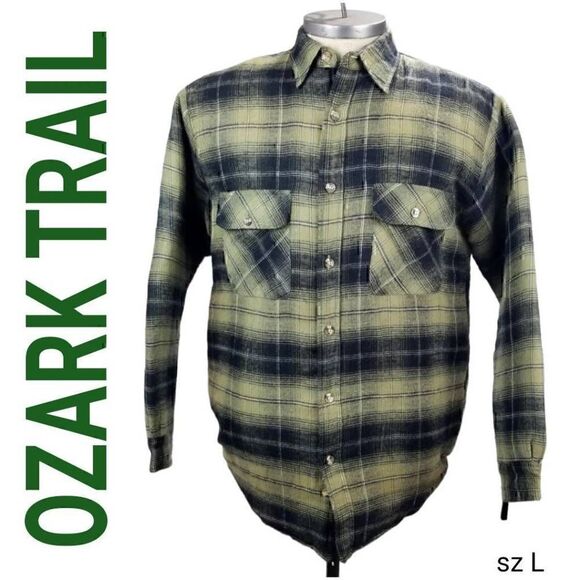 Ozark Trail Insulated Cotton Ramie Green Plaid Outdoors Sports Coat Jacket - Picture 1 of 9
